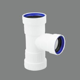 PP+ T-stuk 50x40mm 90° 3 x manchetmof wit