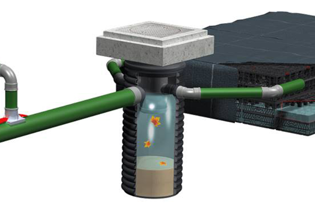 Centrale filterunit, voor eenvoudig onderhoud van het regenwatersysteem